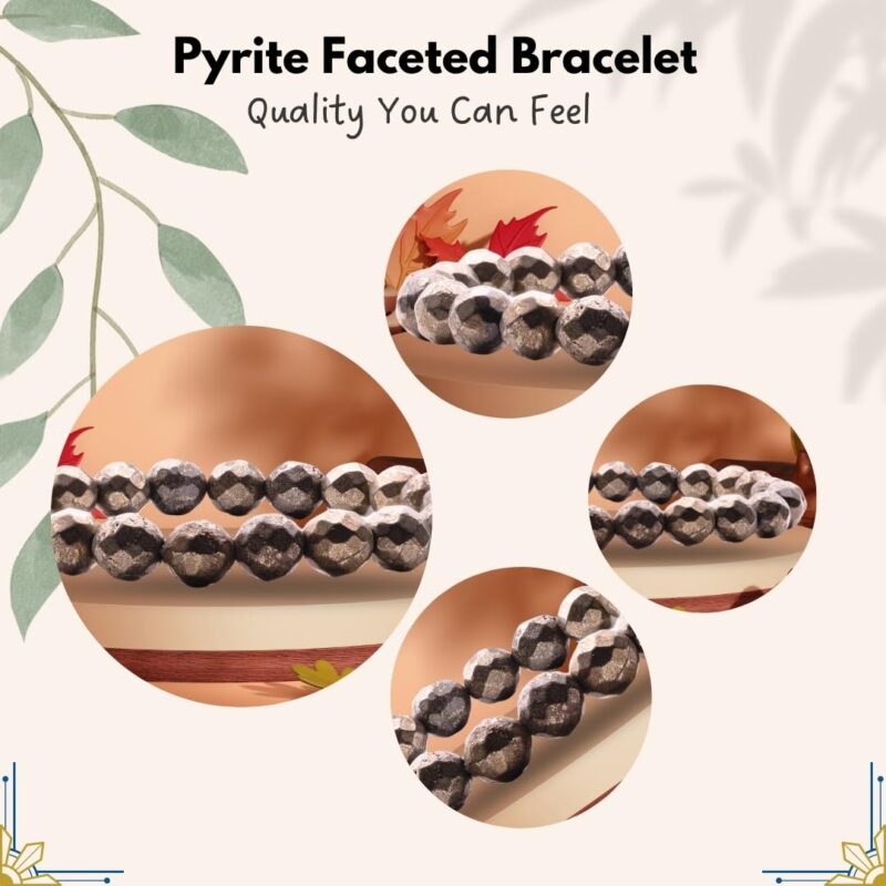 Plus Value Pyrite Bracelet for Men & Women Money Magnet Abundance Wealth Healing Crystal Stone Bracelet (Beads Size: 8mm, Jute Bag) - Image 5
