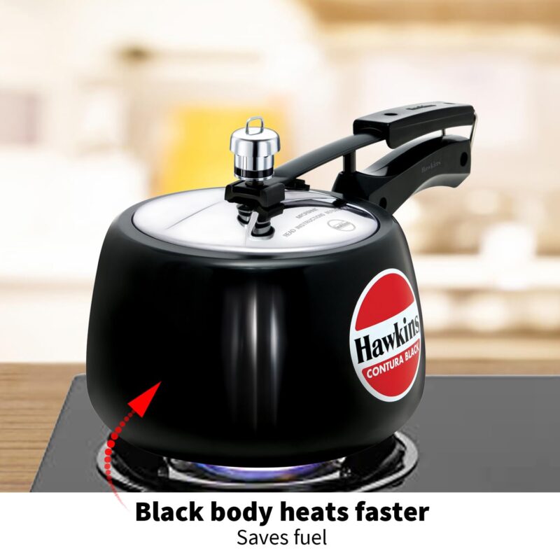 Hawkins 3 Litre Contura Black Pressure Cooker, Hard Anodised Inner Lid Cooker, Handi Cooker, Black (CB30) - Image 10