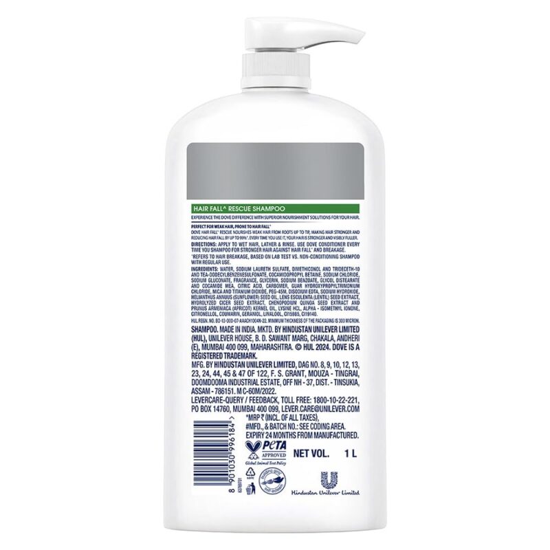 Dove Hair Fall Rescue Shampoo For Weak Hair, 1 Ltr - Image 7