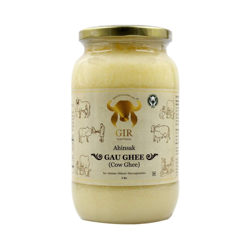 Gir Ahinsak Gau Ghee β Vedic, Ethical, Desi Pure Breed Gir Gaumata (A2), Bilona, Grass-Fed, non-GMO β Good for Health, 1 liter