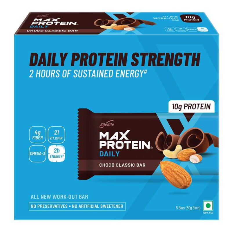 RiteBite Max Protein Daily Choco Classic 10g Protein Bars [Pack of 6] - 300g