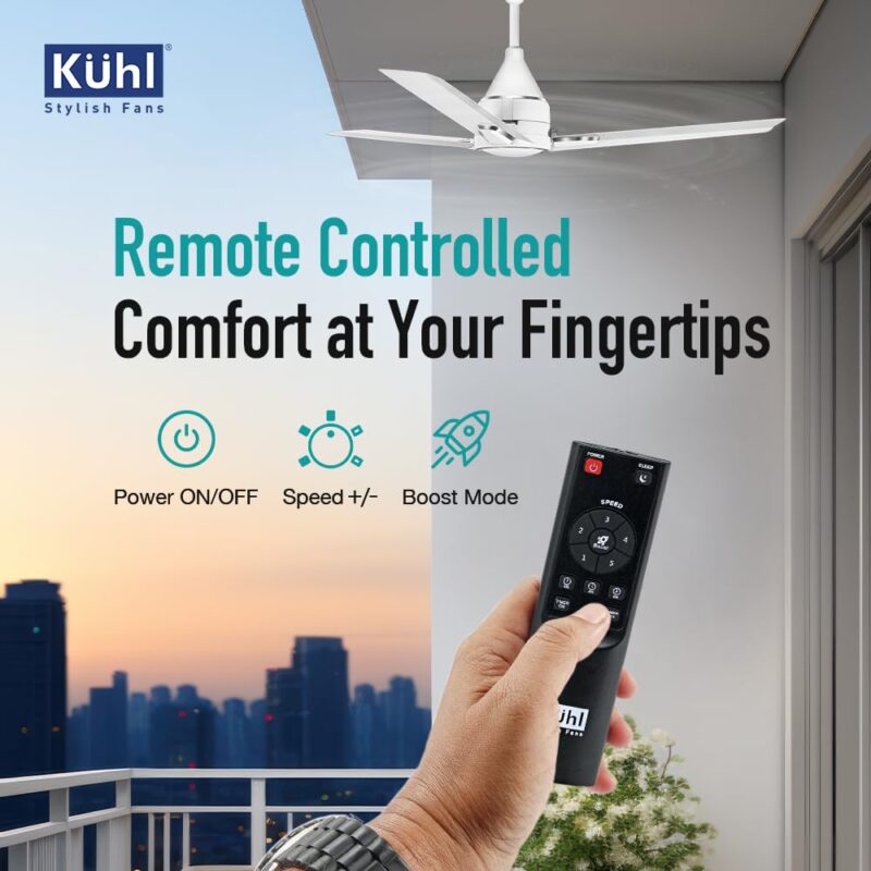 KUHL Arctis A1 600 mm BLDC 65% Power Saving BLDC Ceiling Fan With Remote | BEE 5 Star Rated & ISI Marked | High Air Flow | 5 Year Warranty on Motor | White - Image 3