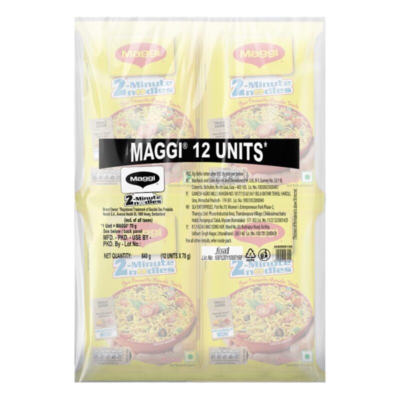 MAGGI 2-Minute Instant Noodles, Masala Noodles With Goodness Of Iron, Made With Choicest Quality Spices, Favourite Masala Taste, 70G ( Pack Of 12 ), 840 Gram - Image 8