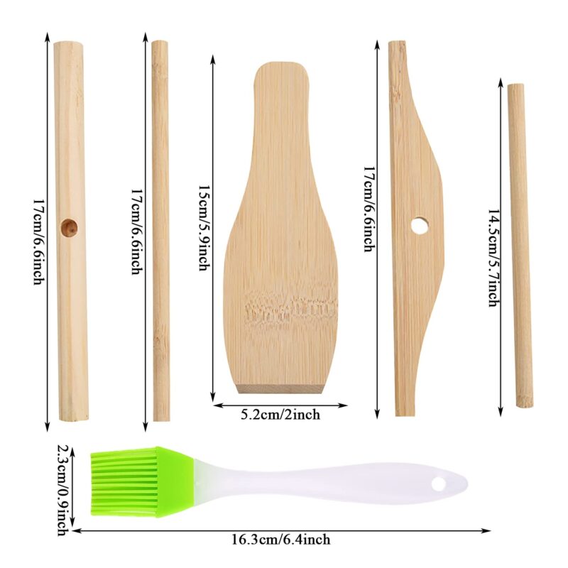 4 Pcs Crepe Spreader Stick and Spatula Kit with Random Color Oil Brush for Fit Large Crepe Pan Maker - Image 7