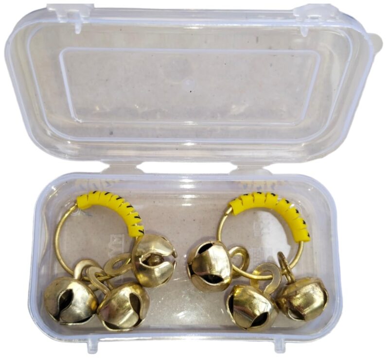 (Big Size, High Sound) Classy Looks Ghungroo Bells Finger Clapping Ring Yellow Kadi (Non Brass) Home Temple Pooja Aarti Bhajan Ganapati Ganesh Navratri Festivals Musical Gifting Goddess Chiming (10) - Image 2