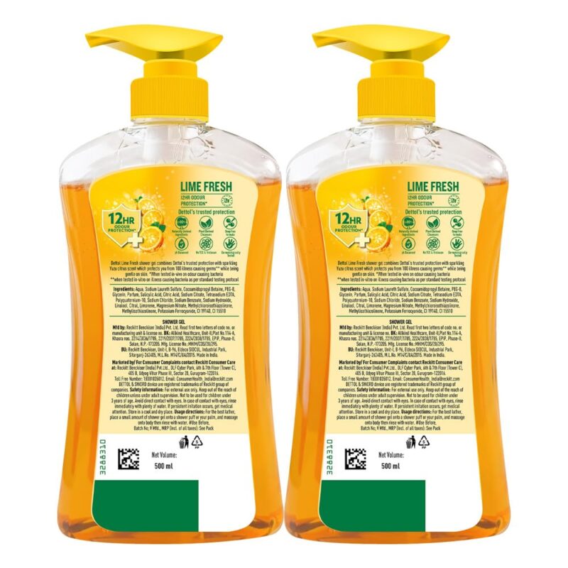 Dettol Body Wash and Shower Gel, Lime fresh-500ml,Pack Of 2 - Image 2