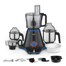 Preethi Zion Mixer Grinder for Kitchen - 4 Jars 750 Watt Mixie (3 Stainless steel Jars+1 Master Chef Plus Food processor Jar), Flexi lids, Vega W5 motor, Black (MG-227) Copy