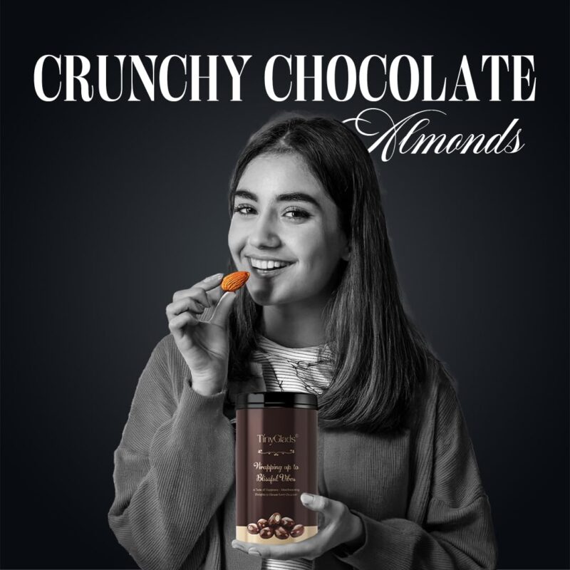 TinyGlads Dark Premium Chocolate Coated Almonds Jar- 250 Grams - Image 4