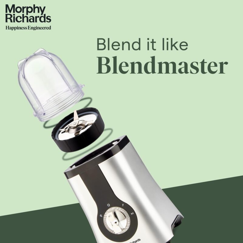 Morphy Richards Acrylonitrile Butadiene Styrene 2 In 1 Blendmaster | 400 Watts Powerful Motor | Grind, Mix, Blend & Crush 2-In-1 Machine | 2 Jars | 2 Speed Control With Pulse Mode | Silver & Black - Image 3