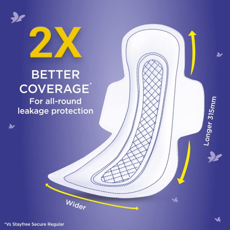 Stayfree Dry Max All Night XXL (28 pads) Dry Cover Sanitary Pads For Women With Wings - Image 2