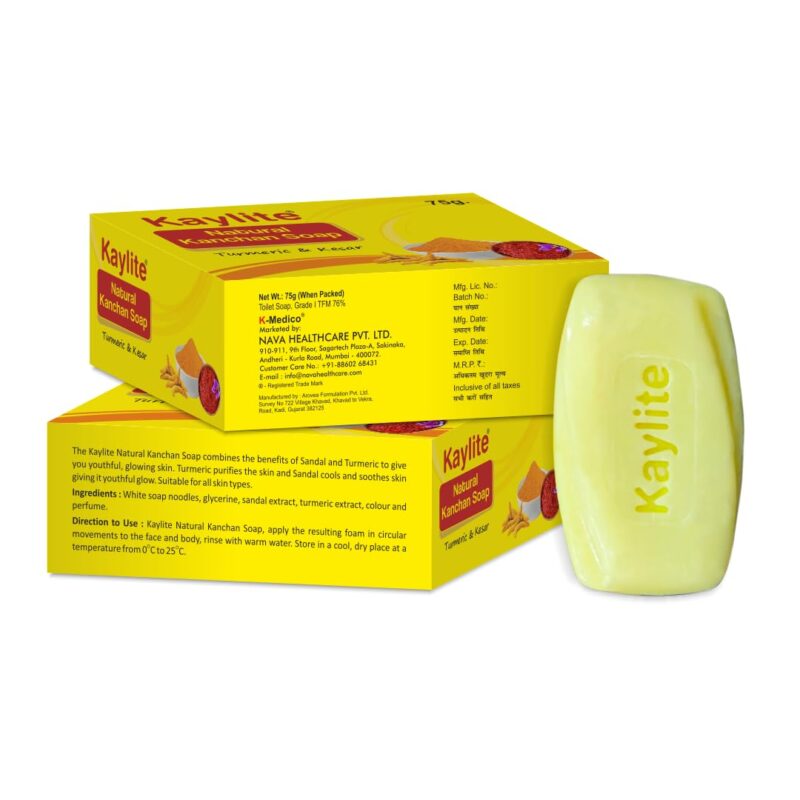 Kaylite Natural Kanchan Soap Turmeric and Kesar for All Skin Types | Women and Men | 375 G (Pack of 5) - Image 6