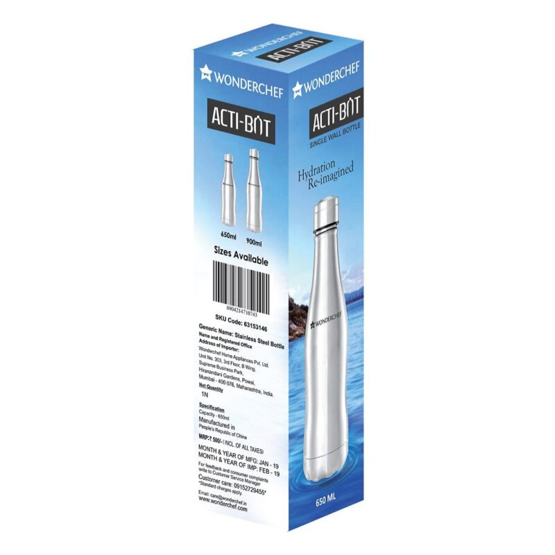 Acti-Bot, 650ml, Stainless Steel Single Wall Water Bottle, Light Weight, Spill and Leak Proof, 2 Years Warranty - Image 10