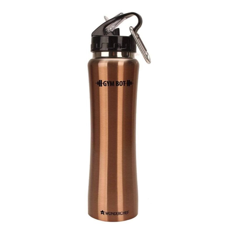 Gym-Bot Stainless Steel Single Wall Water Bottle - Gold,750ml - Image 10