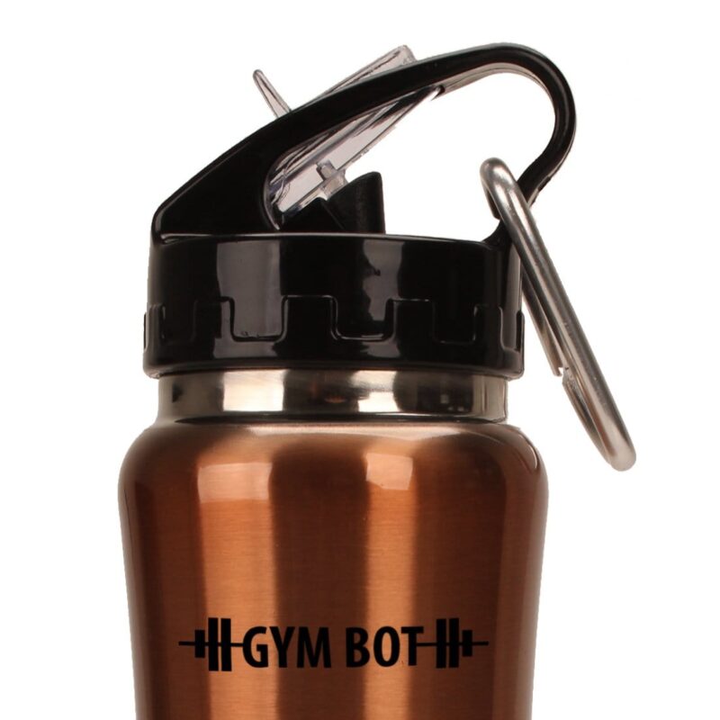 Gym-Bot, 500ml, Stainless Steel Single Wall Water Bottle, Light Weight, Spill and Leak Proof, Brown, 2 Years Warranty
