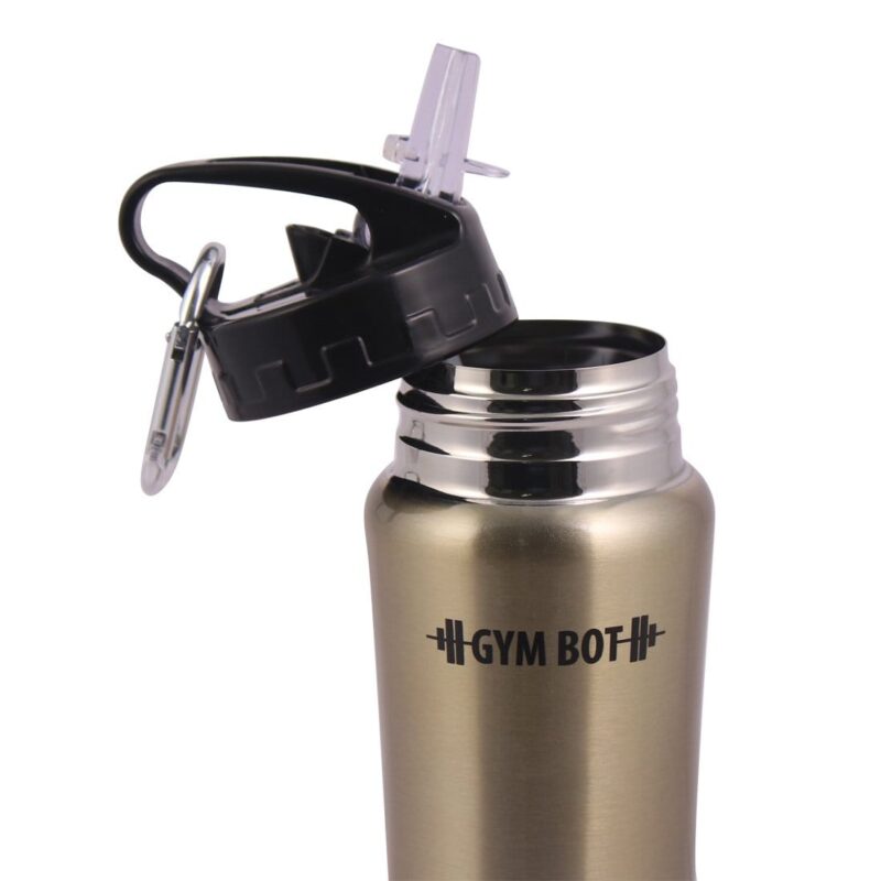 Gym-Bot Stainless Steel Single Wall Water Bottle - Gold,750ml - Image 6