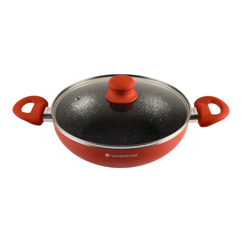 Power Non-Stick Cookware 4 pc Set | Kadhai with Glass Lid 2.6L, Dosa Tawa 25cm, Fry Pan 24cm | Induction Bottom | Soft Touch Handles | Pure Grade Aluminium | PFOA Free | 2 Year Warranty | Orange - Image 4