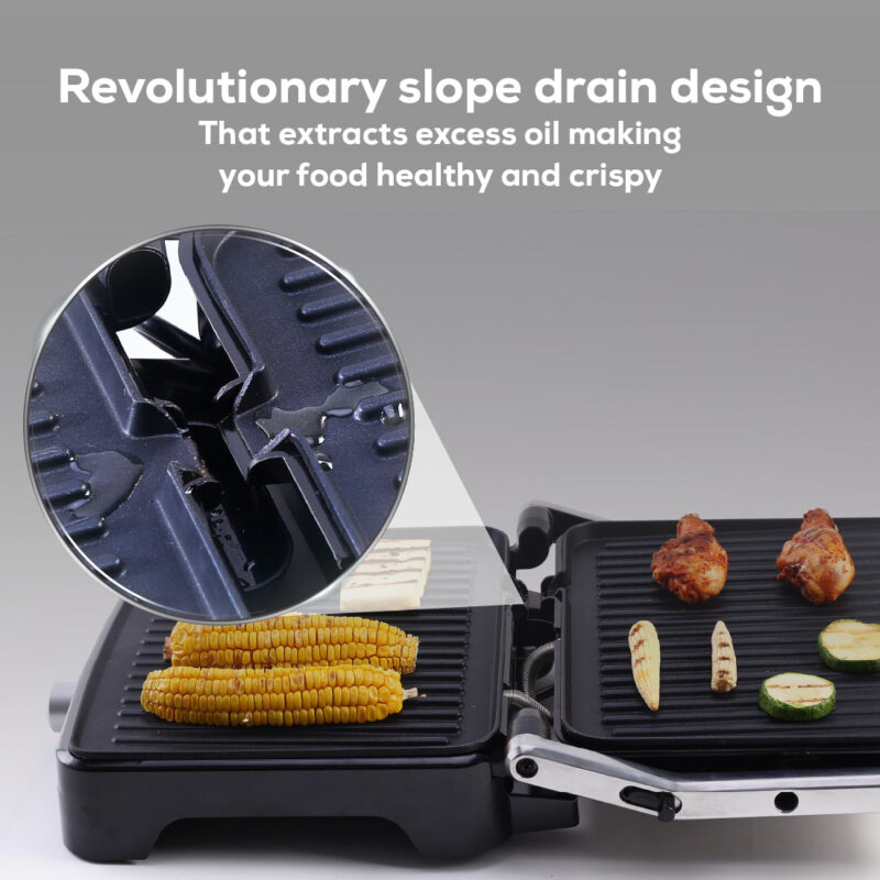 Sanjeev Kapoor Tandoor Professional Plus | Electric Contact Grill & Sandwich Maker| Thermostat Control | Auto Shut Off| LED Indicator| 2 Year Warranty | Black & Silver - Image 5