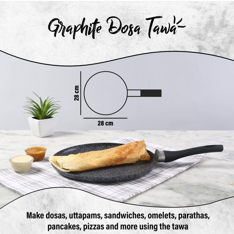 Graphite Dosa Tawa 28 cm, 3 Years Warranty - Image 2