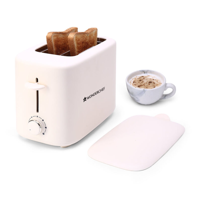 Bellagio 2-Slice Pop-up Toaster with Lid Cover | 800 Watt | 2 Bread Slice | 6- Level Browning Controls|Wide Bread Slots| Auto Shut Off | Easy to Clean| White| 2 Year Warranty - Image 6