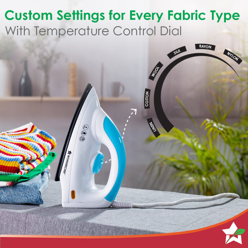 Swift Dry Iron | 1000W | Non-Stick Coated Sole Plate | Button Groove | Precision Tip | Temperature Control Dial | Quick Heating | Light and Compact Design | 2 Years Warranty - Image 3