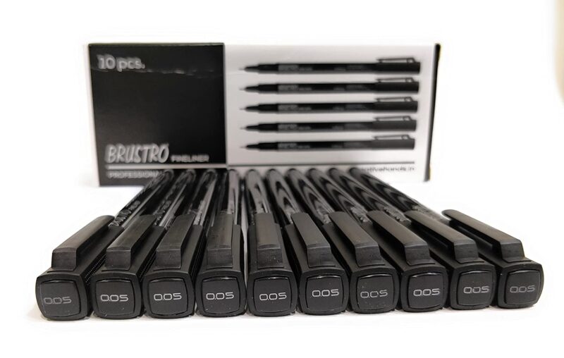 Brustro Professional Pigment Based Fineliner Black | Set of 10| Tip Size 0.03, 0.05, 0.1, 0.2, 0.3, 0.4, 0.5, 0.6, 0.8 and 1mm |Archival Waterproof UV Resistant Ink|Ideal For Technical Drawing,Waterproof,Artist Illustration,Sketching,Mandala - Image 3