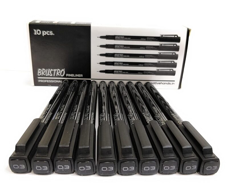 Brustro Professional Pigment Based Fineliner Black | Set of 10| Tip Size 0.03, 0.05, 0.1, 0.2, 0.3, 0.4, 0.5, 0.6, 0.8 and 1mm |Archival Waterproof UV Resistant Ink|Ideal For Technical Drawing,Waterproof,Artist Illustration,Sketching,Mandala - Image 6
