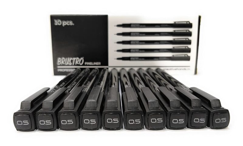 Brustro Professional Pigment Based Fineliner Black | Set of 10| Tip Size 0.03, 0.05, 0.1, 0.2, 0.3, 0.4, 0.5, 0.6, 0.8 and 1mm |Archival Waterproof UV Resistant Ink|Ideal For Technical Drawing,Waterproof,Artist Illustration,Sketching,Mandala - Image 8