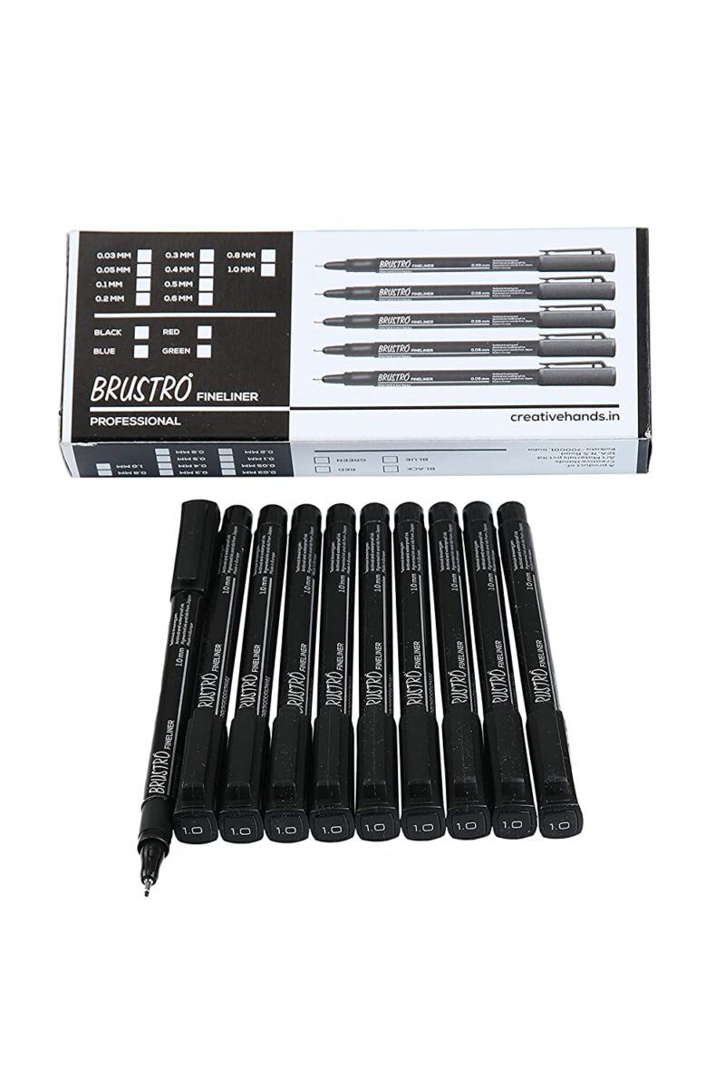 Brustro Professional Pigment Based Fineliner Black | Set of 10| Tip Size 0.03, 0.05, 0.1, 0.2, 0.3, 0.4, 0.5, 0.6, 0.8 and 1mm |Archival Waterproof UV Resistant Ink|Ideal For Technical Drawing,Waterproof,Artist Illustration,Sketching,Mandala - Image 11