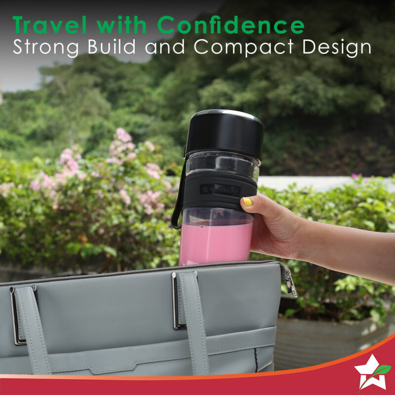 Nutri-cup Zip Portable Blender | 350ml | Blend & Sip with Flip Top Sipper Lid | For Smoothies, Juices, Shakes, Coffee | 2000 mAh Battery | 20 Blending Cycles in One Charge | Type C Charging | Black - Image 5