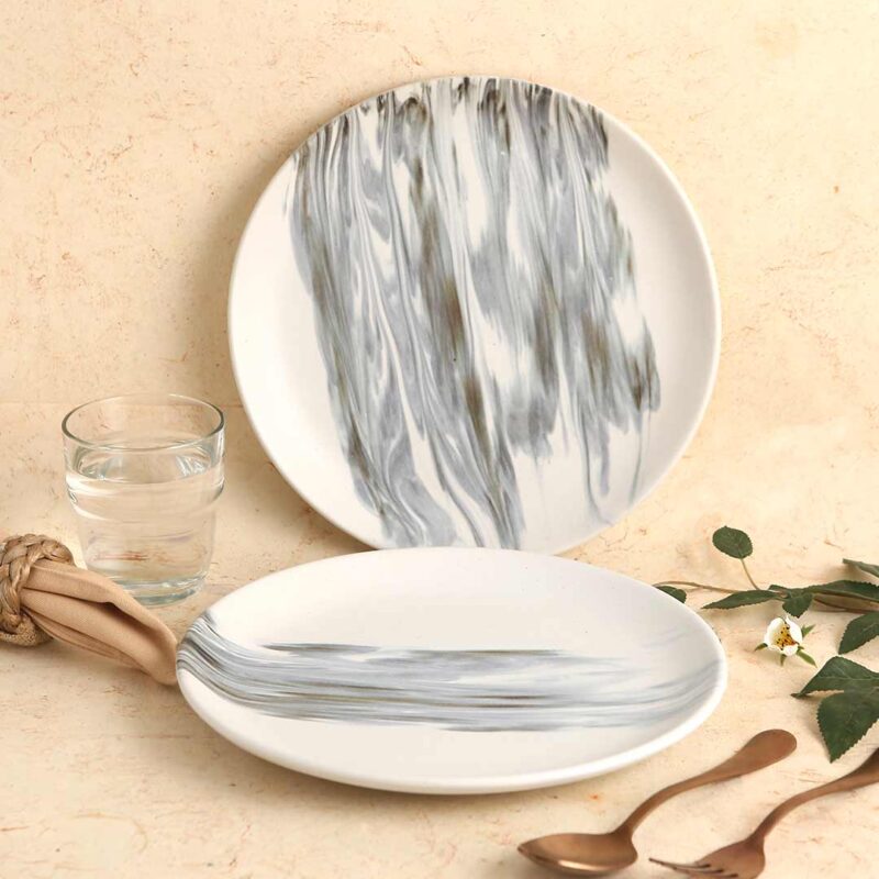Teramo Stoneware 10" Dinner Plate - Marble White (Set of 2) - Image 5