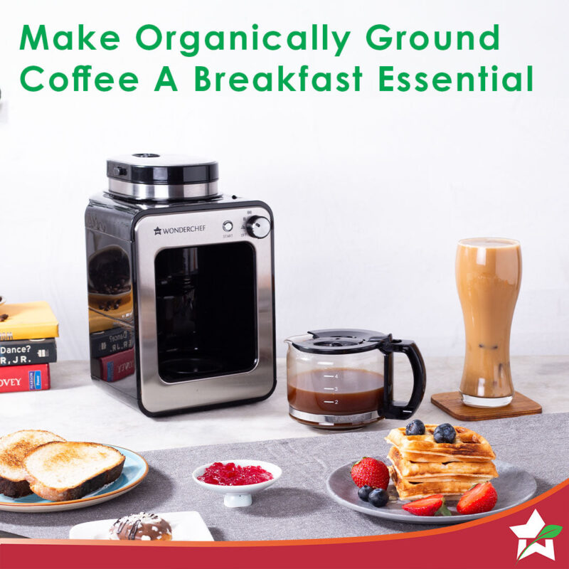 Wonderchef Renewed Regalia Bean-to-Cup Brew Coffee Maker with Grinder |Brews 4 cups | Glass Carafe | Easy Control Dial | Steel | 1 Year Warranty - Image 5