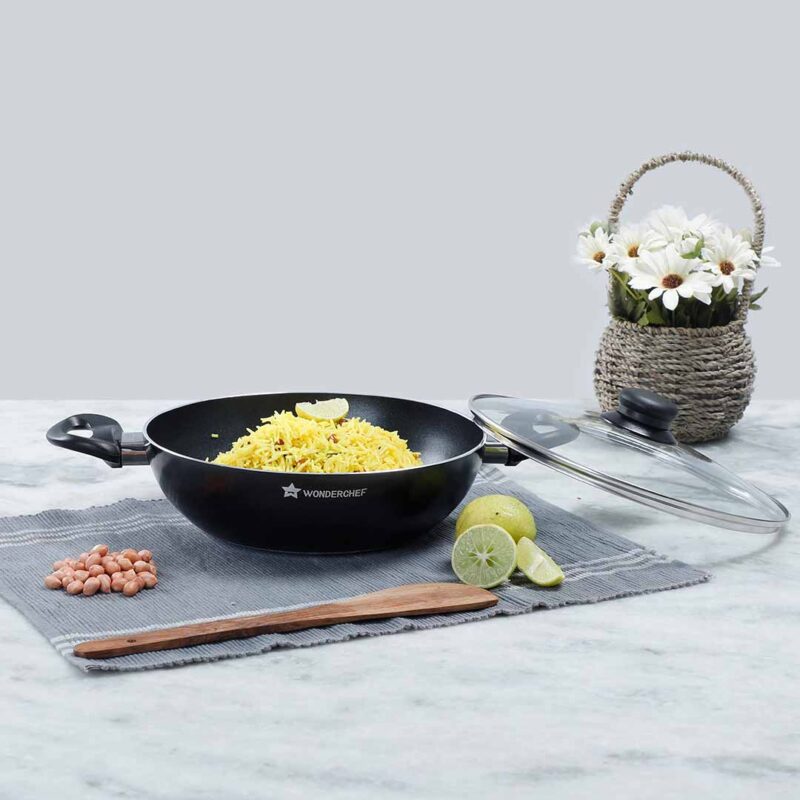 Ultra 24 cm Aluminium Non-Stick Wok | 2.7 L| Induction base| Meta-Tuff non-stick coating | Ideal for saute, roasting and healthy cooking| Black - Image 6