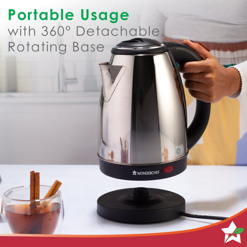 Wonderchef Renewed Crescent Electric Kettle | Stainless Steel Interior | Safety Locking Lid | 1.8L | 1800W - Image 6