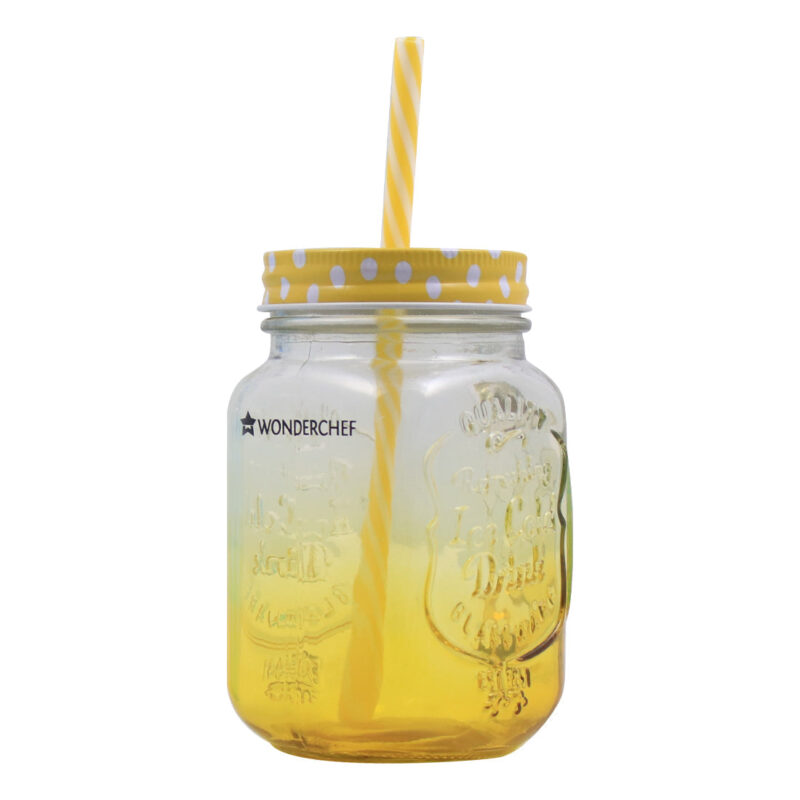 Mason Jar Set 450Ml (Yellow And Blue) - Image 5