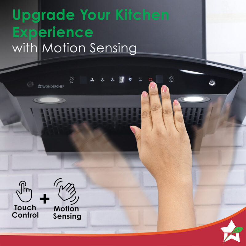 Ultima C-Line| 60cm | 1400 m3/hr | Auto Clean| Curved Glass Chimney | Baffle Filter | 1400M3/hr| Powerful Suction | Touch Control| 3 Speed Motion Sensor Technology| Low Noise | 7 Year Warranty|Black - Image 5