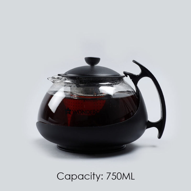 Piccolo Glass Tea Infuser with Plunger, 750ml, Black, Stainless Steel Mesh Filter - Image 5