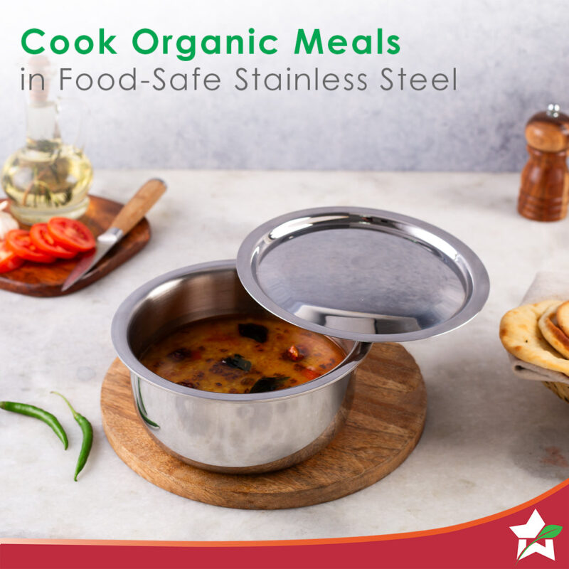 Nigella Tri-ply Stainless Steel 14 cm Cooking Pot | 2.6 mm Thickness | Silver - Image 5