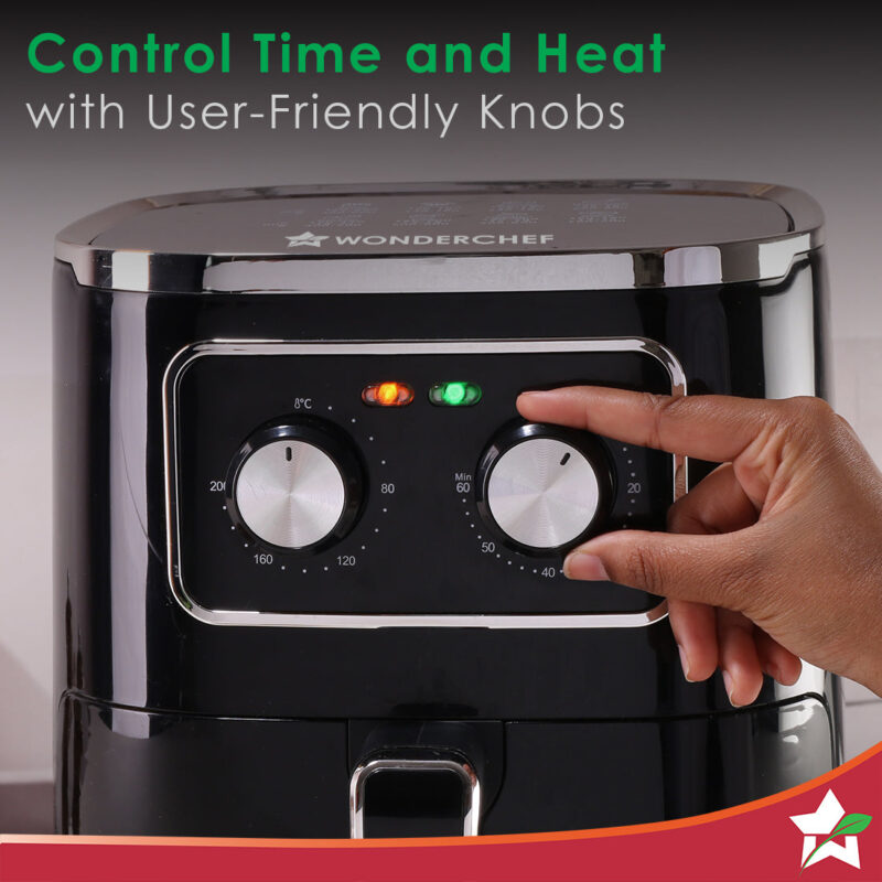 Platinum Manual Air Fryer | 5L | Rapid Air Technology | Temperature and Time Control | Chrome Finish | 1 Year Warranty - Image 5