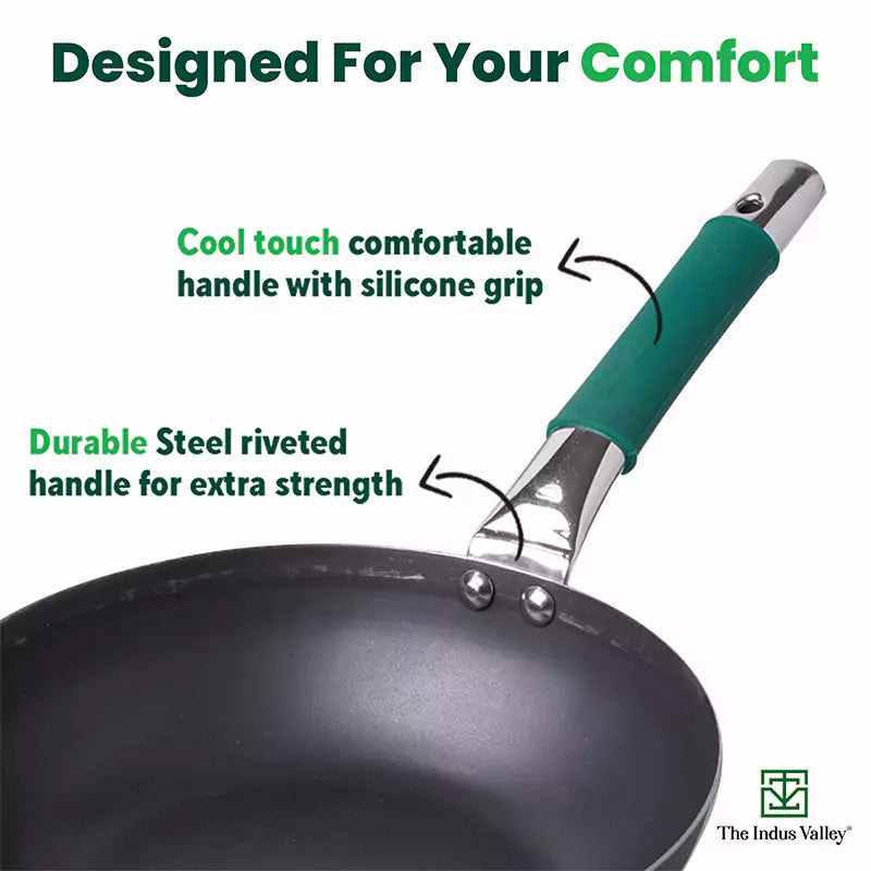 100% Pure Iron Cookware Set: Tawa 26 cm + Fry Pan 25 cm + Kadai 25 cm, Toxin-free Sheet Iron, Pre-seasoned, Kitchen Set for Home - Image 5