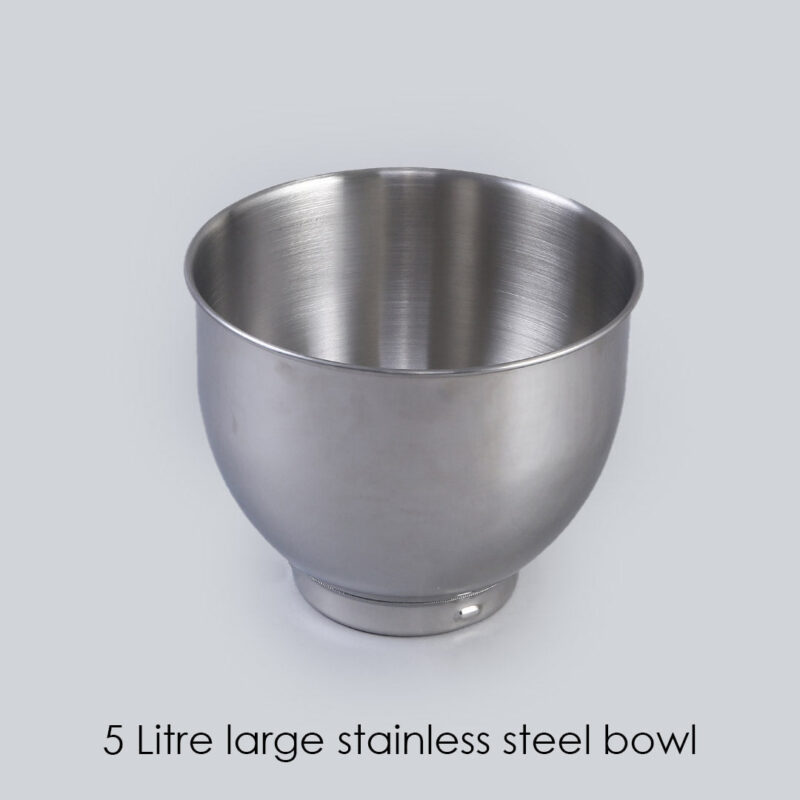 Crimson Edge Die-Cast Metal Kitchen Stand Mixer and Beater with 6 Speed Settings | 1000W Powerful Copper Motor | 5L SS Bowl | Whisking Cone, Mixing Beater, Dough Hook Attachments & Splash Guard | Home Cooks & Professional Bakers | 3 Year Warranty | Black - Image 3