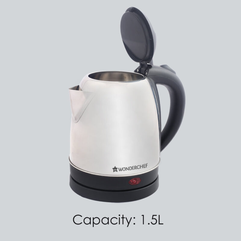 Prato Automatic Stainless Steel Cordless Electric Kettle, 1.5 Litres, Built-in Metal Filter, 304 Stainless Steel Interior, Ergonomic Handle Design, 1000W, 2 Years Warranty - Image 7