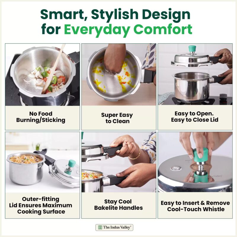 RapidCuk Tri-ply Stainless Steel Pressure Cooker, Premium Quality, 3 Layer Thick Body, Heavy Bottom, 100% Safe, ISI Certified, 5 Yr Warranty, Induction & Gas, 2/3/5L - Image 7