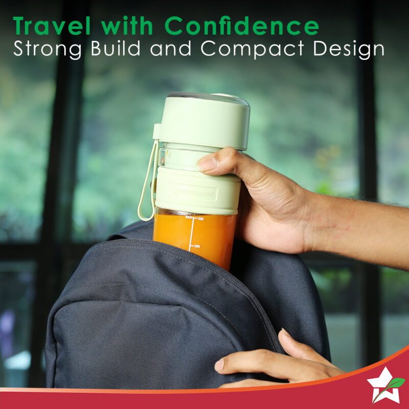 Nutri-cup Zip Portable Blender | 350ml | Blend & Sip with Flip Top Sipper Lid | For Smoothies, Juices, Shakes, Coffee | 2000 mAh Battery | 20 Blending Cycles in One Charge | Type C Charging | Green - Image 5