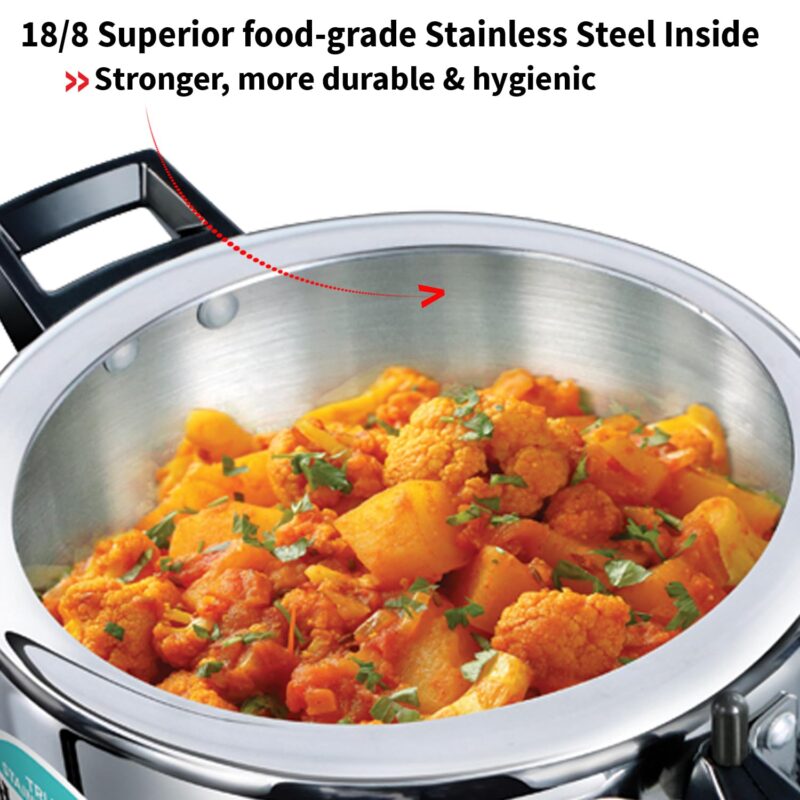 Hawkins 3.5 Litre Triply Stainless Steel Pressure Cooker, Inner Lid Cooker, Silver (HSST35) - Image 9