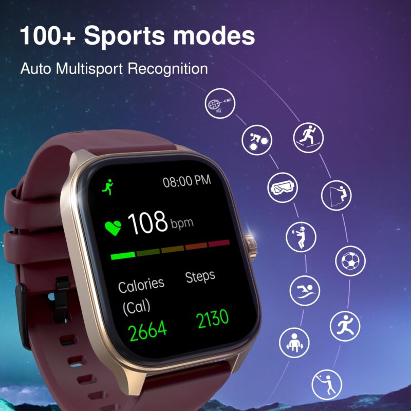 Fastrack New Astor FS1 PRO Smart Watch, Large Super AMOLED Display (1.97") AOD, AI Voice Assistance, Functional Crown, SingleSync BT Calling, 100+ Sports Modes & Smartwatch Faces, IP68 (Black) - Image 3