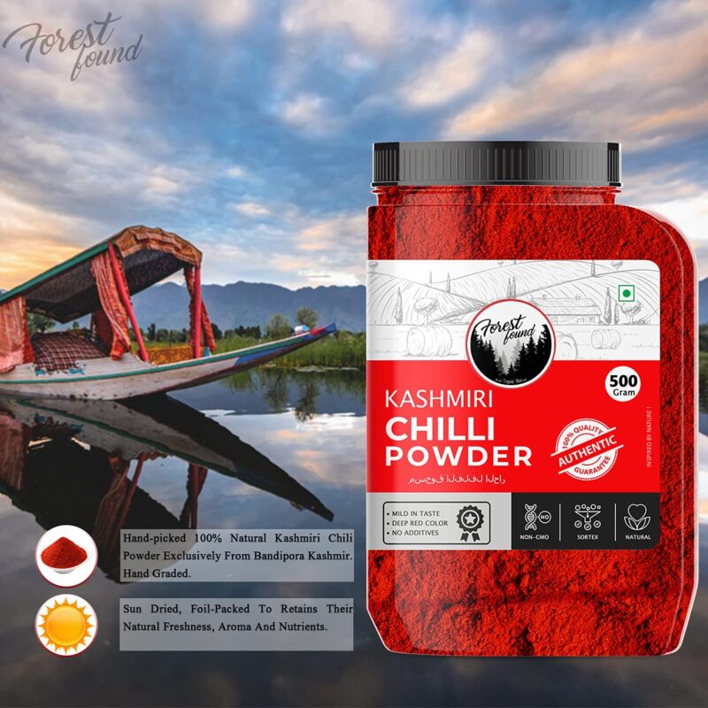 Forest Found Kashmiri Red Chilli Powder | Lal Mirch |Pure And Ready To Use | 100% Authentic,Mild,Deep Red Color (500 Gm) - Image 8
