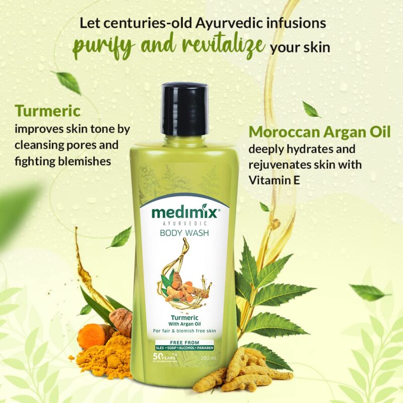 Medimix Ayurvedic Body wash, Turmeric & Argan Oil For Radiant, Blemish-Free, & nourished skin 250ml | Vitamin E infused Shower Gel | Herbal | Paraben-free & Sulphate-free - Image 7