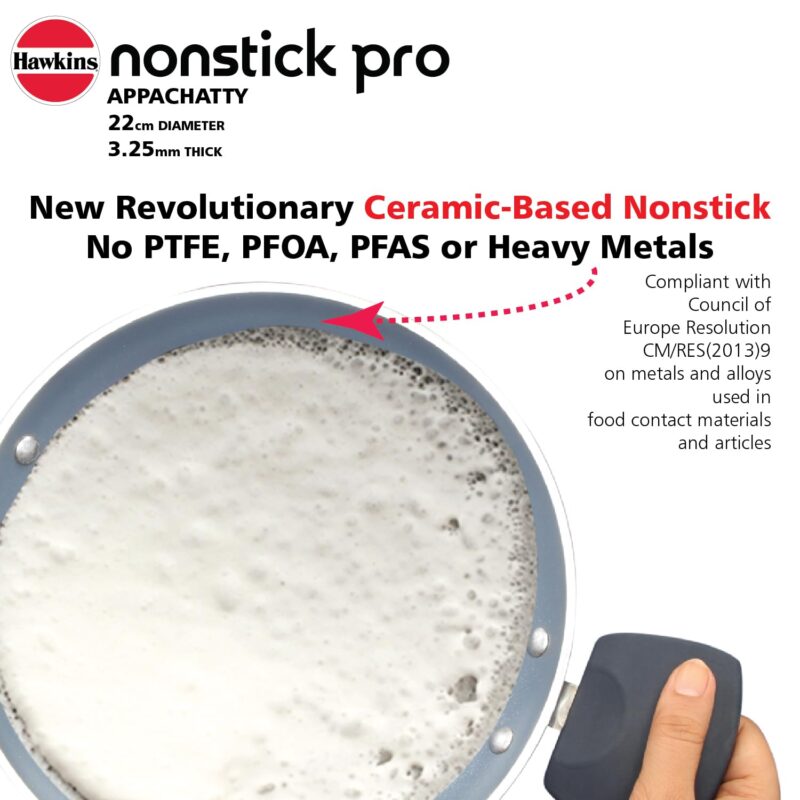 Hawkins Nonstick Pro 0.9 Litre Appachatty, Mini Kadhai, Appachatti, Appachetty, Appam Pot Maker, Deep Fry Pan with Glass Lid, Granite Kadai - Image 10