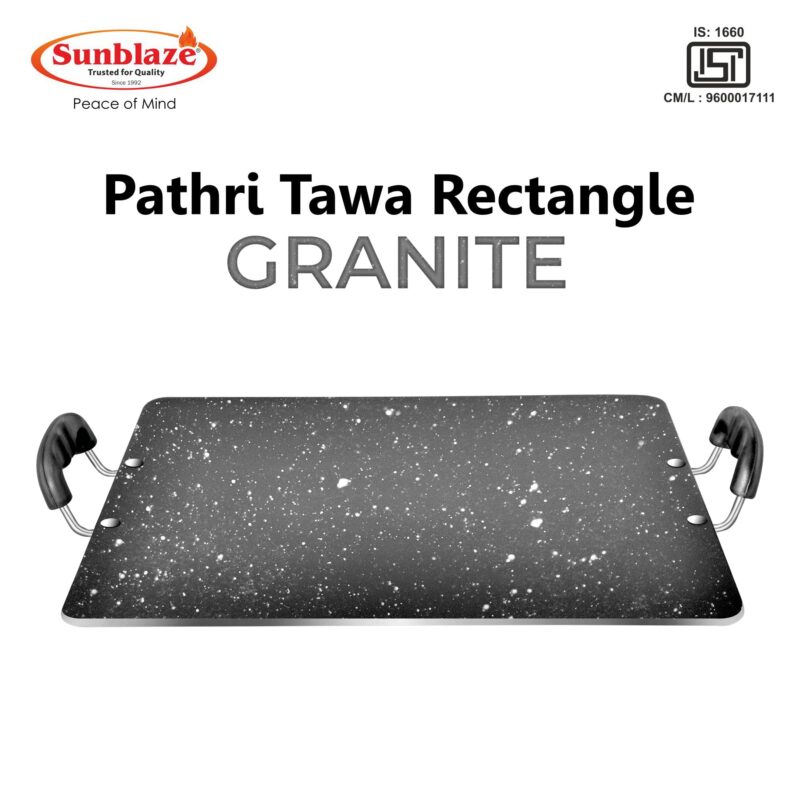 Sunblaze Non Stick Granite Pathri Rectangle Tawa for Dosa, Roti, Chapati Large (380mm×340mm) - Image 2