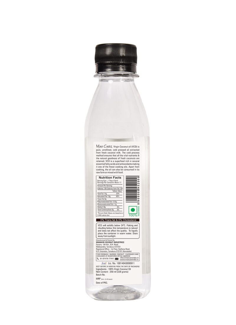 Max Care Virgin Coconut Oil (Cold Pressed) 250ML - Image 2